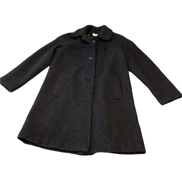 Liz Claiborne Black Wool Blend Pea Coat Sz L - Picture 1 of 8